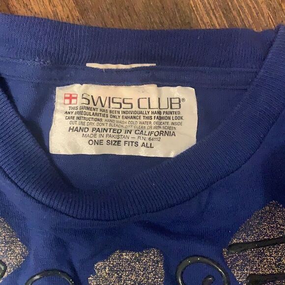 Vintage one of a kind 80s retro hand painted Swiss Club single stitch tee shirt - Picture 2 of 7